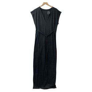 Chaser‎ Maxi Dress Size M Dark Gray Tie Waist Minimalist Lightweight